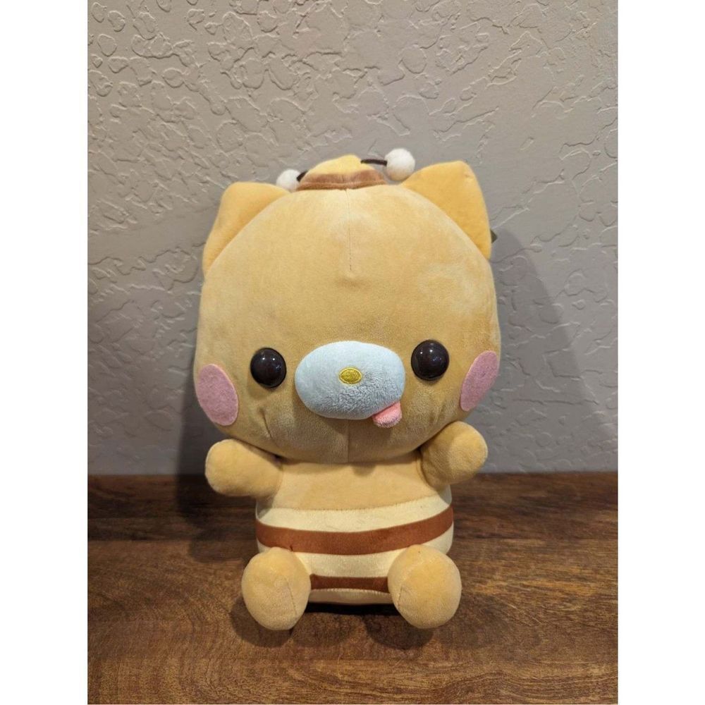 Authentic Large Japanese Yell BunBun Animal Neko Cat Bee 12" Tan Plush w/ Tag